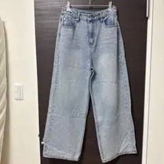 Forever21 ライトブルー ワイドパンツ ビンテージ加工