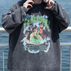 Perushu ペルーシュ ヴィンテージライクロックプリントロンTのサムネイル