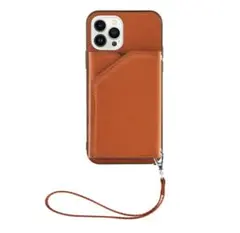iPhone13、14対応 ソフトケース カードポケット付き ブラウン
