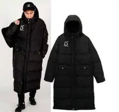 新品　LS フード付きロングダウンコート ブラック　ルースイソンブラ　XL