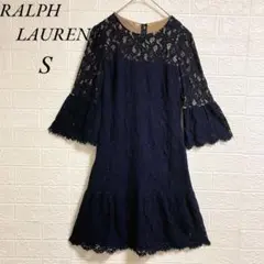 RALPH LAUREN 総レース フレアーワンピース ネイビー サイズ2