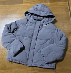 フード付きパープルグレーキルティングジャケット