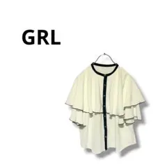 【グレイル】シャツ　ブラウス　半袖　フレア　ひらひら　可愛い　ホワイト　F
