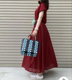 未使用6600円アーバンリサーチドアーズ　コットンギャザーワンピース赤インド製