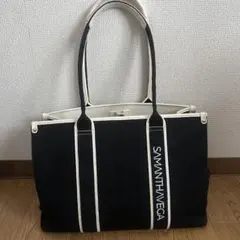 SAMANTHAVEGA トートバッグ ロゴテープデニム風A4トート