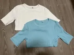 UNIQLO七分丈Tシャツ 2枚セット ホワイト・ライトブルー