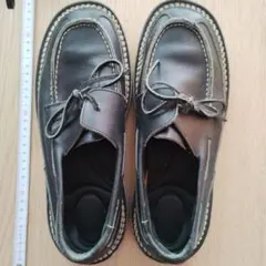 Changing Times 革製デッキシューズ｜黒｜27cm?
