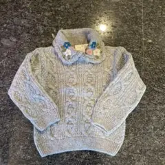 ZARAベビー　ニット　フラワー柄　セーター　4-5y 110cm グレー