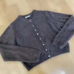 【美品】DISCOAT フェザーヤーンクルーカーディガン　ブラウン