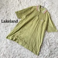 レイクランド　半袖ポロシャツ　ライン　ロゴ刺繍　ゆったり　レトロ　90s風