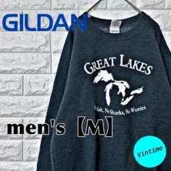 AA61【GILDAN】プリントスウェット【メンズM】ダークグレー