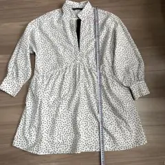 ZARA BASIC COLLECTION ドット柄長袖ワンピース