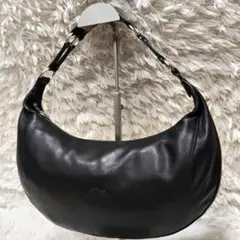 美品】ロンシャン ホーボー ワンショルダーバッグ ナイロン レザー 黒