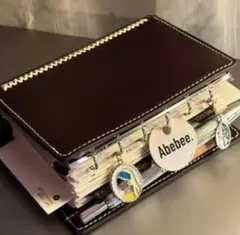 ダブルリングシステム手帳 ダークブラウン 日記 バインダー韓国ファイル皮