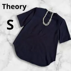 Theoryセオリーブラウスネイビー半袖とろみ通勤オフィスオケージョンSのサムネイル