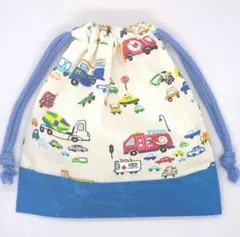 巾着袋 給食袋 コップ袋 働く車柄⑩ ハンドメイド