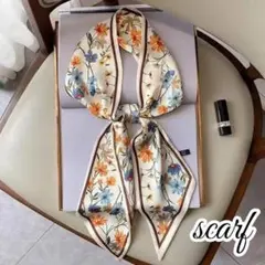 リボンスカーフ 花柄 春 ベージュ 卒園 卒業 入園 入学 レディース
