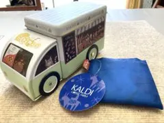 新品完売品カルディネコフードトラック缶　非売品エコバッグ2026ブルー