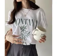 【United Athle】オーバーサイズ半袖Tシャツ　ホワイトグリーン　Mのサムネイル