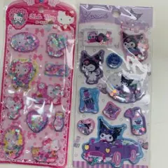 ウォーターハローキティ　クロミ キラキラ枚2セット大人気かわいい