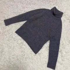 極美品　アーバンリサーチ　タートルネックニット　ブルー　ベージュ　モザイク　M