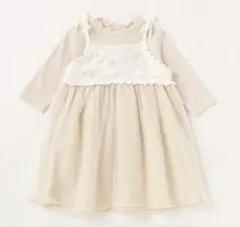 新品　110cmプティマインベージュチュールワンピース petit main 春