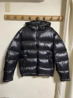 ZARA フード付き ブラック ダウンジャケット L 光沢