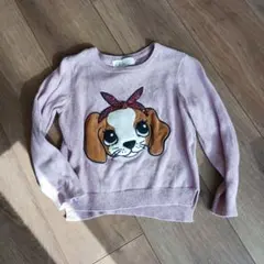 H&M 犬刺繍 ピンクセーター US 2T