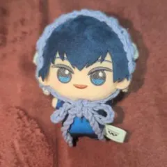 【青×白フリル】ちびぐるみ ぬい服 バブーシュカ 帽子