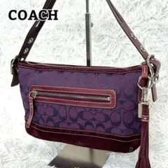 希少 美品【COACH】ワンショルダー バッグ パープル キャンバス Y2K