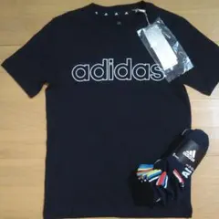 プーマ(黒) 半袖Tシャツ 140cm&アディダス靴下 新品未使用