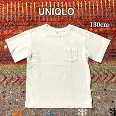 ユニクロ 白 130 Tシャツ ウォッシュクルーネックT 半袖 こども キッズ
