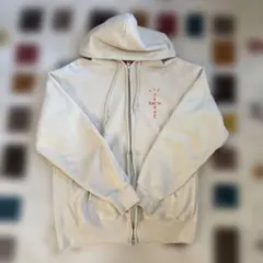 EVISU エヴィス　道楽　フードジップパーカー　ホワイト　メンズ　フーディー EVISU エヴィス 道楽 フードジップパーカー ホワイト メンズ