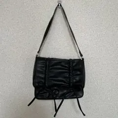 GRL リボン付き黒ショルダーバッグ　tr869