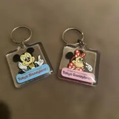 東京ディズニーランド　昭和　キーホルダー　オールドミッキー　ミニー　ヴィンテージ