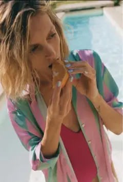 ZARA サテン地オーバーシャツ　マルチカラー　ストライプ　L