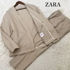 ✨美品✨ザラ　セットアップ　シアサッカー　ノーカラー　ストレッチ　ベージュ　Ｍ