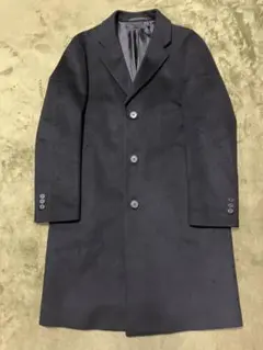 【美品】希少サイズ 4XL UNIQLO 羊毛カシミヤ混ロングコート ブラック ユニクロ公式 | カシミヤブレンドラップロングコート