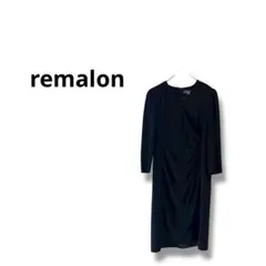 【レマロン】ワンピース　七分袖　シンプル　可愛い　ブラック