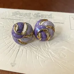 us ヴィンテージイヤリング エナメル マーブル 紫 E3466