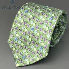 希少デザイン【未使用級】ブルックスブラザーズ 総柄 ミントグリーンシルクネクタイ