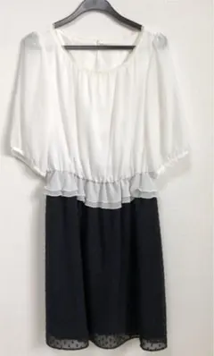 オフィスカジュアル　バイカラーワンピースのサムネイル