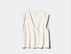 UNIQLO 3DスフレヤーンVネックベスト XL オフホワイト　ニット