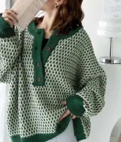 【classicalelf】2wayジャガード柄 オーバーサイズ ニットSサイズ