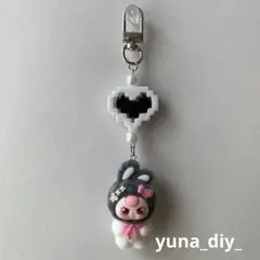 baby three ベイビースリー リボン うさぎ キーホルダー 黒×白