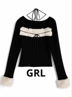 GRL グレイル　ファーホルターネックリボンニットトップス[ru1387]