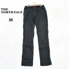 ノースフェイス スリムパンツ M ウエストゴム カジュアル 黒 ロゴ刺繍 リブ