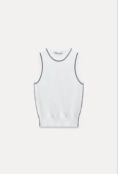 ZARA コントラストトリム　プレーン　ニットトップス