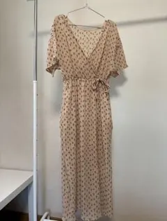 Kastane カスタネ　花柄カシュクールワンピース　楊柳　プリーツ　ワンピース