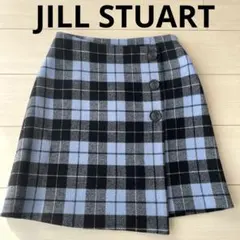 JILL STUART 黒と青のチェック柄ミニスカート